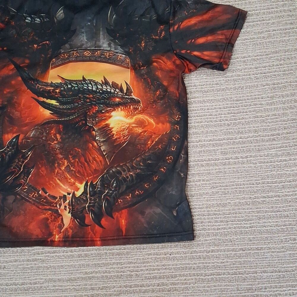 FIRE DRAGON GRAPHIC ALL OVER PRINT T SHIRT MEN SHORT SLEEVE ATHLETIC MESH TOP - Picture 14 of 15